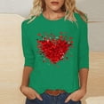 thumbnail image 2 of VKOYWKM T-Shirts Cœur d'Amour pour Femmes T-Shirts Journée Valentines T-Shirts Imprimé Cœur d'Amour Manches 3/4 Col Rond T-Shirts de Fête Cadeaux Journée Valentines, 2 of 5