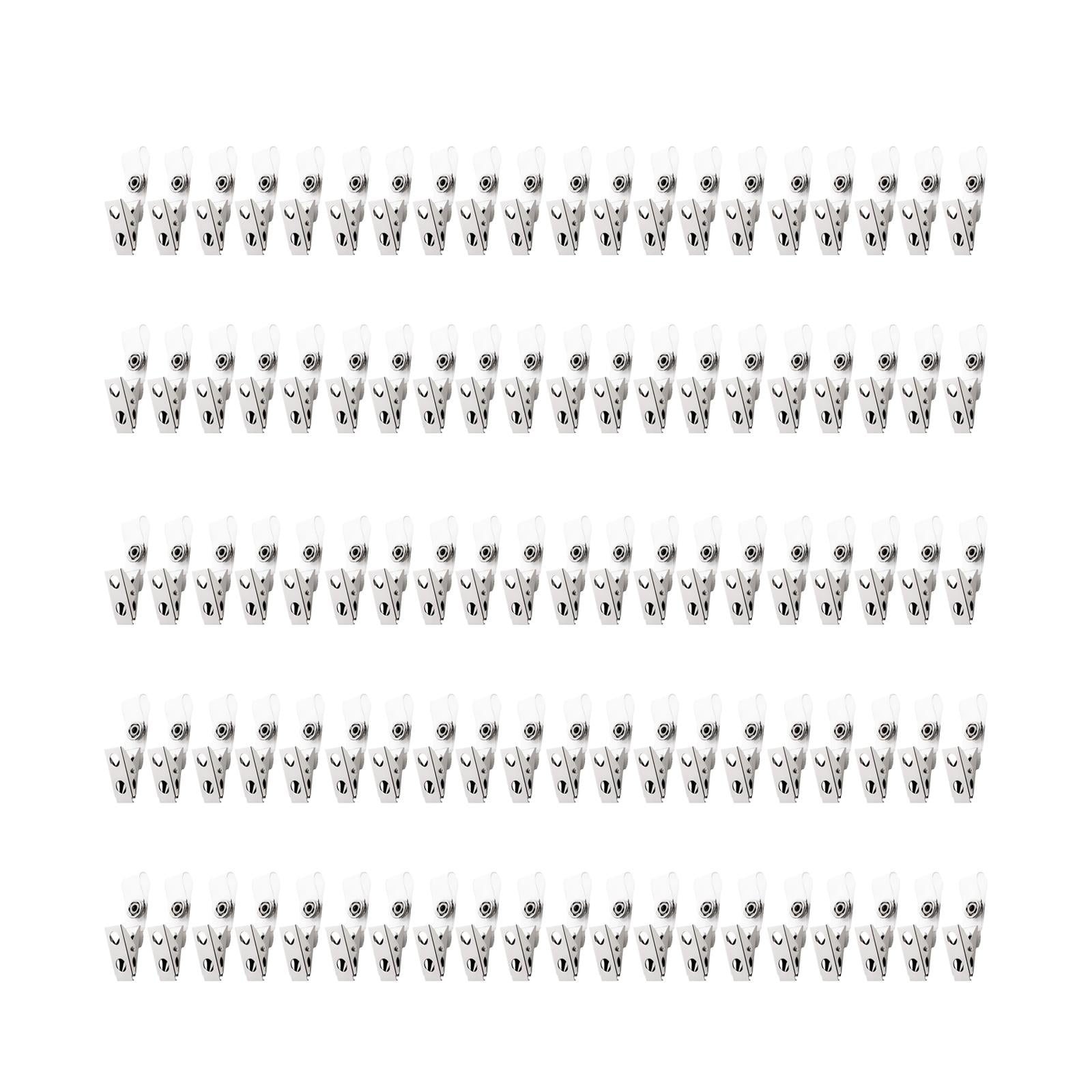 Abbraccia 100Pcs Metal ID Clips with Clear PVC Strap ID Clips Name Tag Clip for Work Badges ID Cards School Nurse