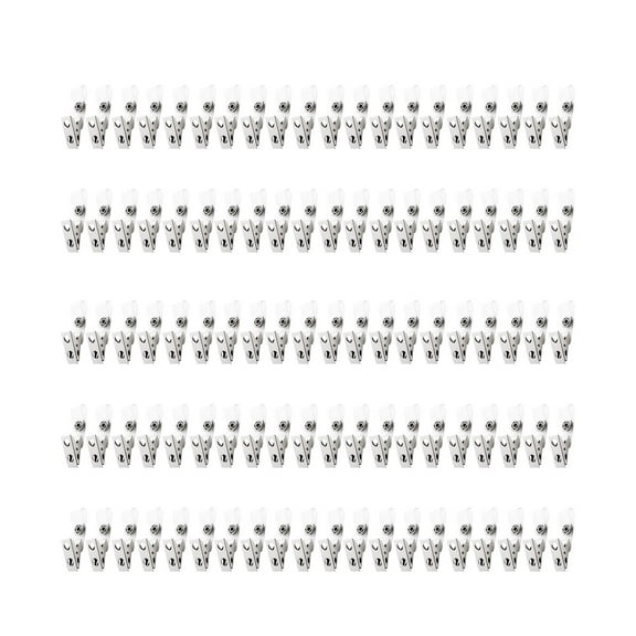 amagogo 100 Pieces Metal ID Clips Double Hole with Clear PVC Strap Clear ID Clips for ID