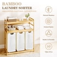 thumbnail image 3 of 3 Compartment Laundry Hamper With Shelf, 150L Large Capacity Laundry Sorter 3 Section, Laundry Hamper Basket with Shelf , Clothes Storage Organizer Cart, Pull-Out Removable And Washable Bags, Beige, 3 of 8