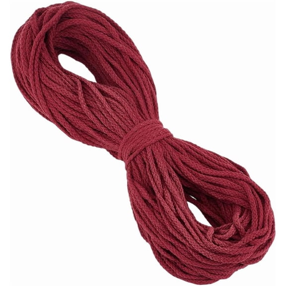 85M Cotton Cord for Sewing DIY Craft Flat Dark Red 4x2mm about 92.96 Yards(85m)/Bundle