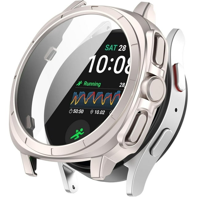KOMI Compatible for Samsung Galaxy Watch 7 44mm 40mm Case Accessories, Hard PC Bumper Resistant Impact Shockproof Protective All-Around Edge Face Cover Galaxy Watch 7 Case Women Men (Starlight, 44mm)