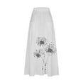 thumbnail image 4 of 2025 Clearance Items under $5.00 Viikei Women's Skirt with Side Slit for Comfort,Women's Printed Elastic Waistband Pleated Pocket Skirt With Mid Calf Skirt White XXL, 4 of 5