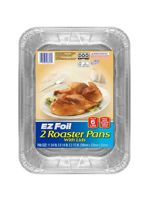 EZ Foil Roaster Pans with Lids, Up to 6 Pound Capacity, 2 Count