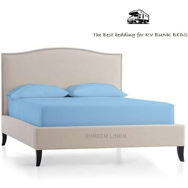Microfiber RV Sheet Sets, 72x80 Camper King, Light Blue Solid, Bed Sheets for Campers, RV's & Travel Trailers Easy Fit Mattress up to 10 Inch Deep Pockets - Fitted RV Sheets
