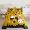 thumbnail image 2 of Homewish Cartoon Baseball Player Bedding Comforter Set for Kid, Yellow Brown City Print Twin Comforter Sets, Ball Sports Theme Reversible Bedding Set, Luxury Bedroom Decor, 2pcs, 2 of 8