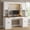 White, variant on Farmhouse Arched Computer Desk with Hutch, Home Office Desk with Charging Station & Keyboard Tray, All-in-One Writing Desk with File Drawers for Study, Office