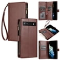 thumbnail image 1 of Compatible avec Google Pixel 7A Étui Portefeuille Premium Fermeture Éclair Grand Espace Rabat en Cuir PU, 1 of 5