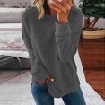 thumbnail image 2 of Chemises de Compression à Manches Longues pour Femmes à Col Rond Uni Plus Sweat-Shirt Oversize Pulls Coupe Ample à la Mode des Hauts Légers pour les Femmes de Grande Taille Gris M, 2 of 5
