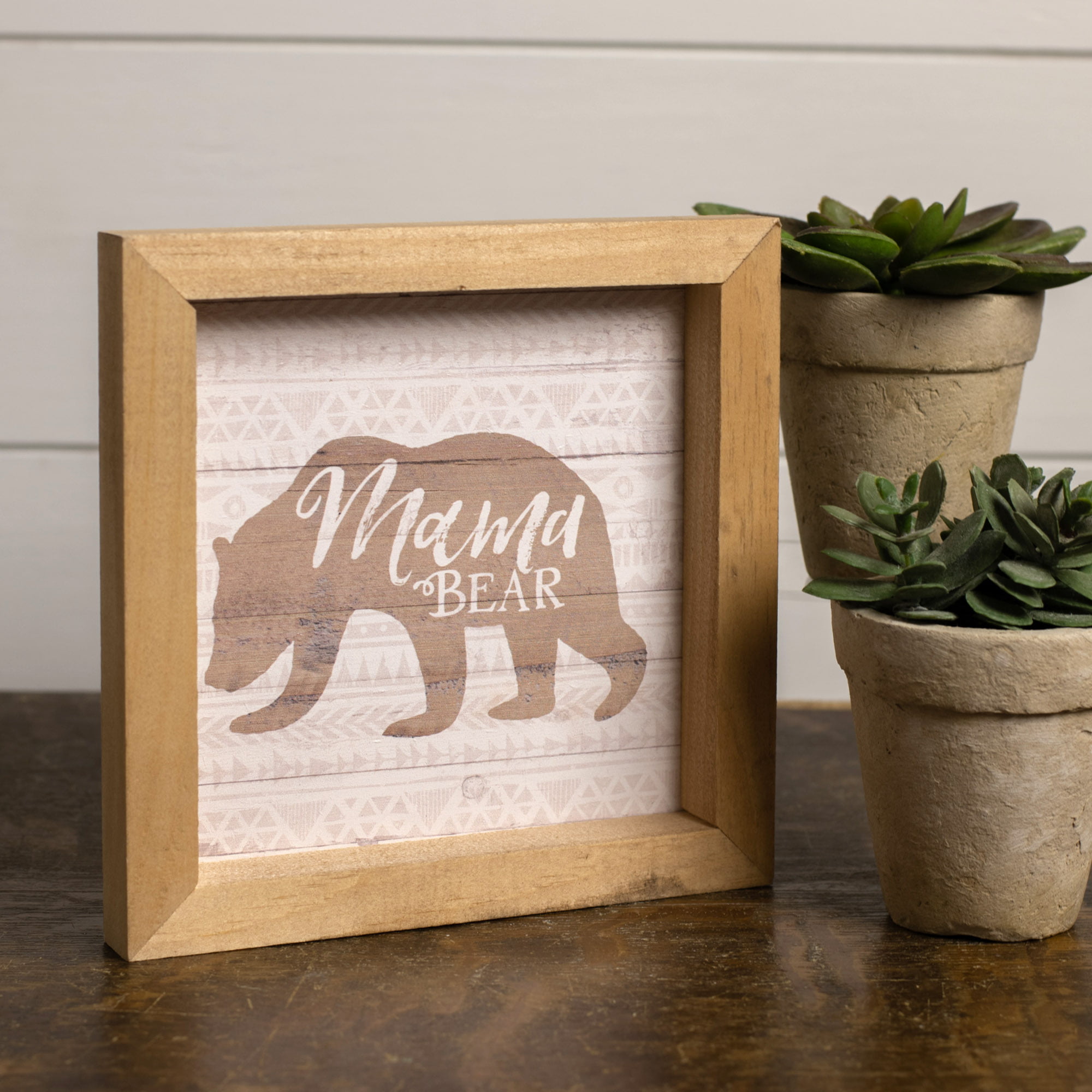 Graham  &  Brown Mama Bear Natural Brown 6 x 6 Pine Wood Mother's Day Barnhouse Block Plaque 