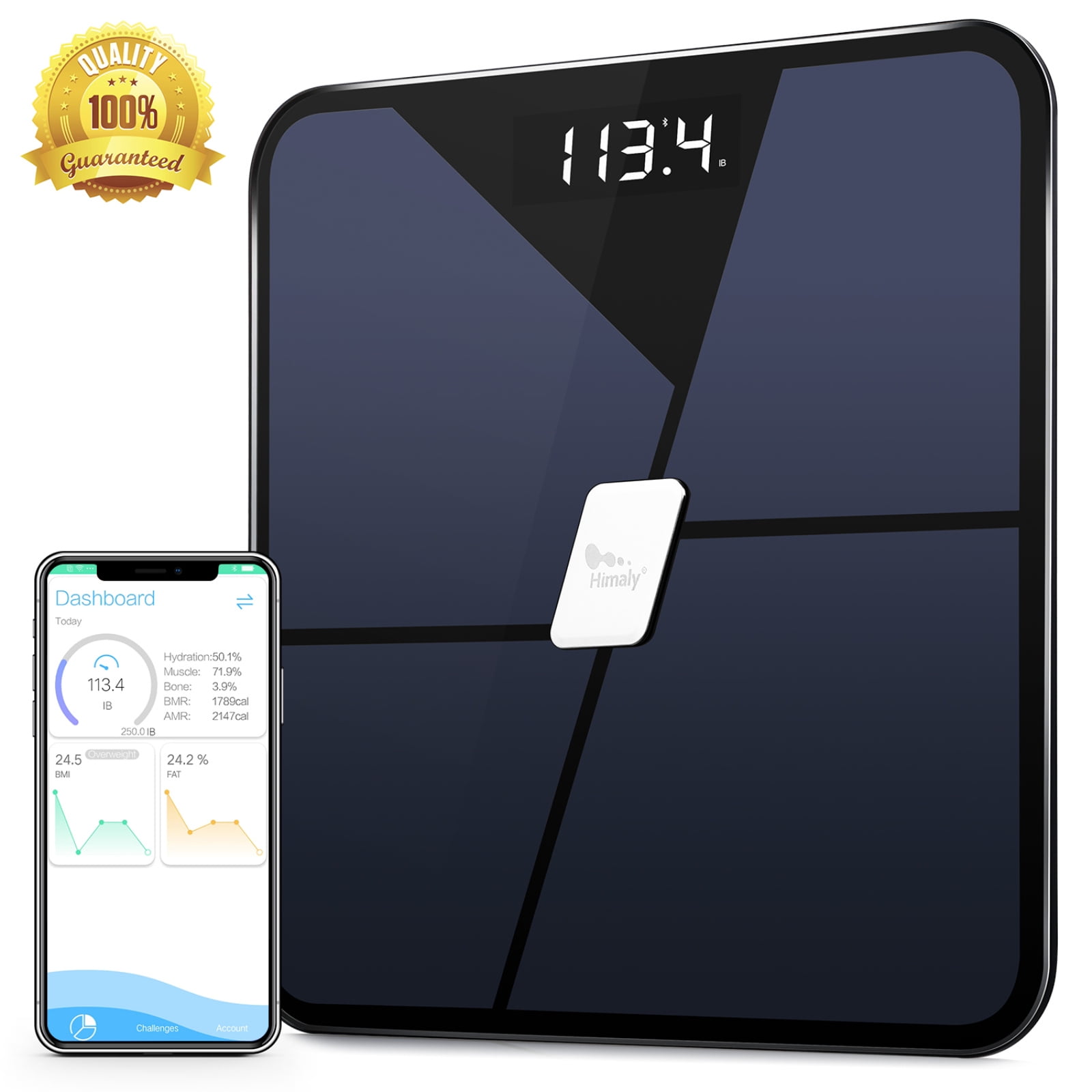 Himaly Body Weight Scale, 400lbs Bathroom Body Fat Scale with Bluetooth