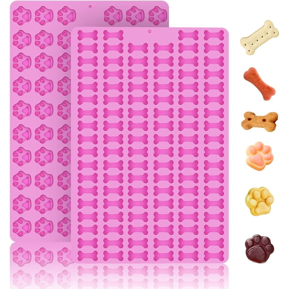 Silicone Dog Bone Paw Molds Dog Treat Molds Silicone Shapes for Frozen Treats Baking