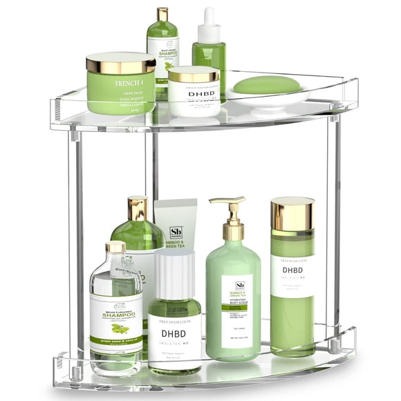 Organizador de mostrador de baño NPPLUS de 2 niveles, acrílico transparente