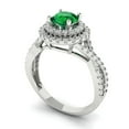 thumbnail image 2 of Clara Pucci 14K White Gold Solid Gold Emerald Halo Anniversary Ring for Women - 1.3125 cttw Round Cut, 2 of 8