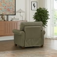 thumbnail image 4 of Modern PU Leather Seat Chair, Single Couch with Silver Nails Head Trim and Retro Solid Wood Legs, Lounge Chair with Round Armrest for Living Room, Bedroom, Office and Apartment, Grey, 4 of 8