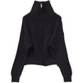 thumbnail image 6 of Fiaer.Full Zip Cardigan for Women.Womens Long Sleeve Turtleneck Loose Fit Comfort Casual Trendy Breathable Going out Knit Tops Black ONE SIZE, 6 of 6