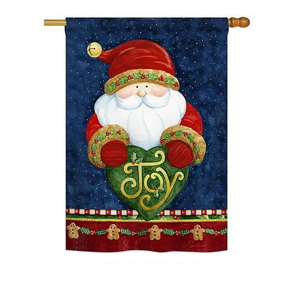 Breeze Decor BD-XM-H-114135-IP-BO-DS02-US Santa Holding Joy Heart Winter - Seasonal Christmas Impressions Decorative Vertical House Flag - 28 x 40 in.