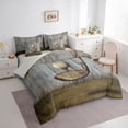 thumbnail image 3 of Homewish Vintage Golf Sports Bedding Comforter Set 7 Pieces, Western Rustic Cabin Full Bedding Set, Grey Olive Wooden Plank Reversible Fitted Sheet Flat Sheet, Lightweight Room Decor, 3 of 7