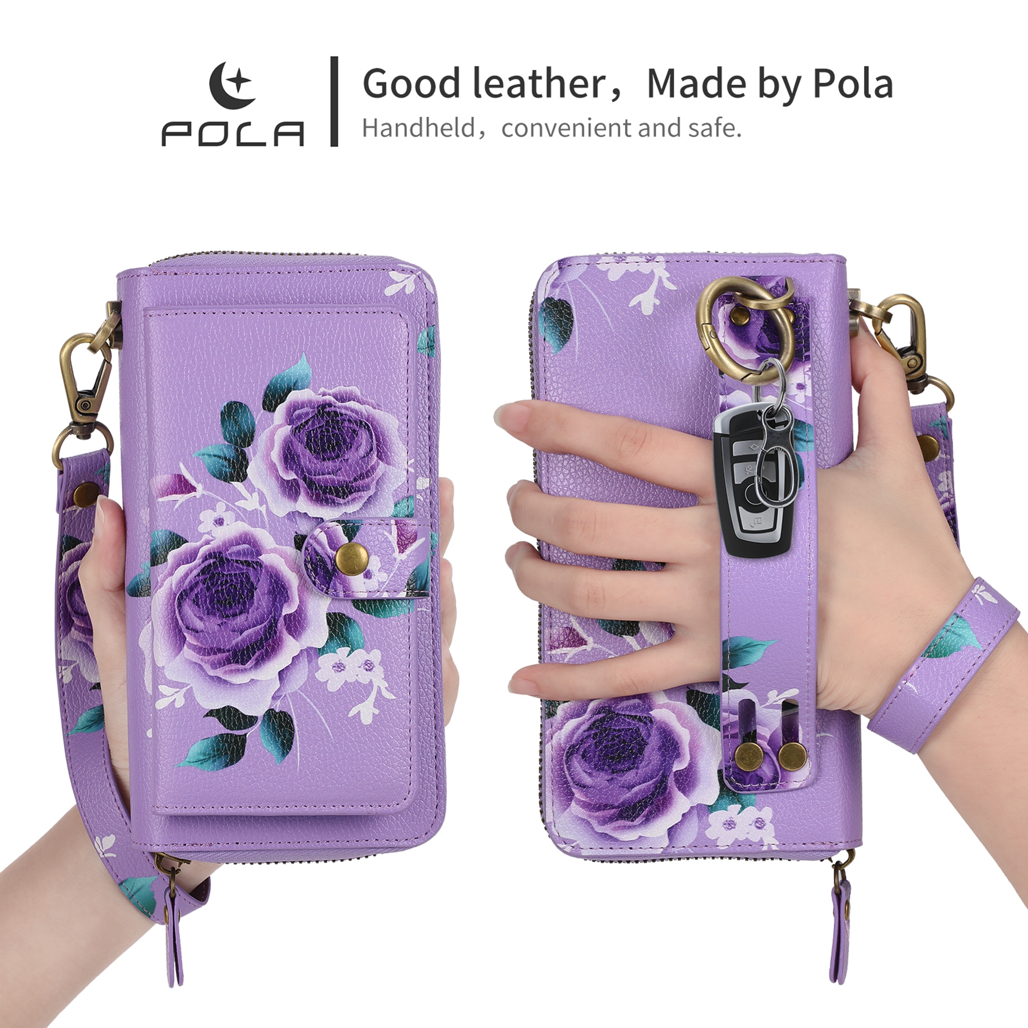 K-Lion for iPhone 12 Pro Max Wallet Case, Fashion Floral Leather Zipper ...