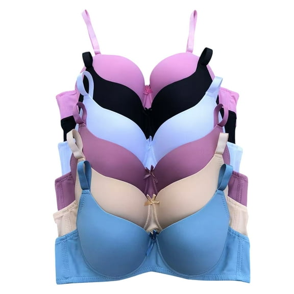 6 Pieces Full Coverage Underwire Push Up Bras B C Cup Bra 32B