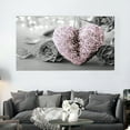 thumbnail image 5 of LAMIRO Pink Heart and Grey Flower Art Canvas Print Wall Hanging Picture Decor Frameless Pink Wall Decor, 5 of 7