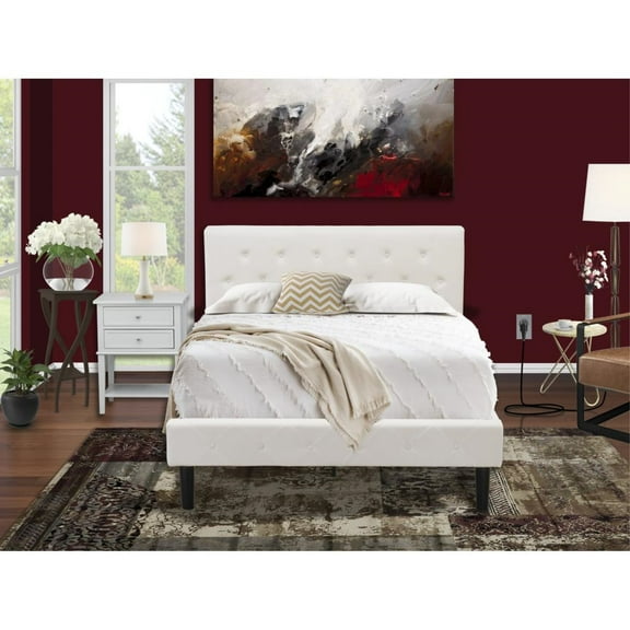 East West Furniture Nolan 2-Piece Wood Full Bedroom Set in White/Urban Gray