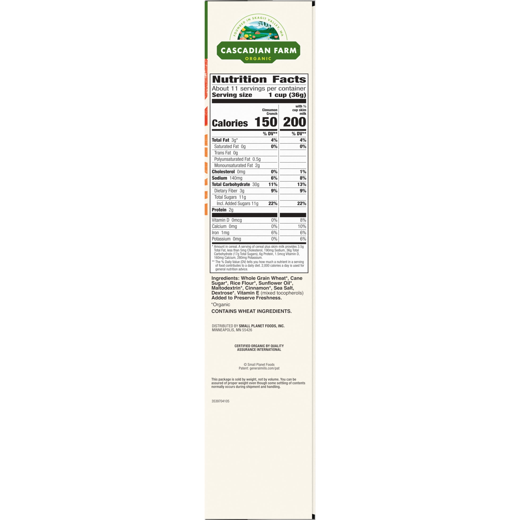 Cascadian Farm Organic Cinnamon Crunch Cereal, Family Size, 14.5 oz