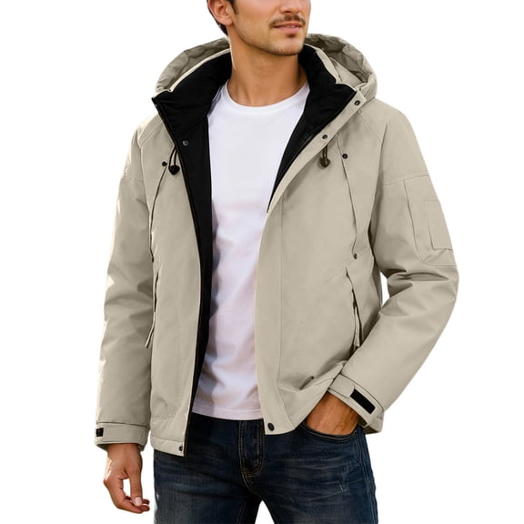 Men's Autumn And Winter Thickened Outdoor Casual Style Loose Fit Hooded Jacket Coat