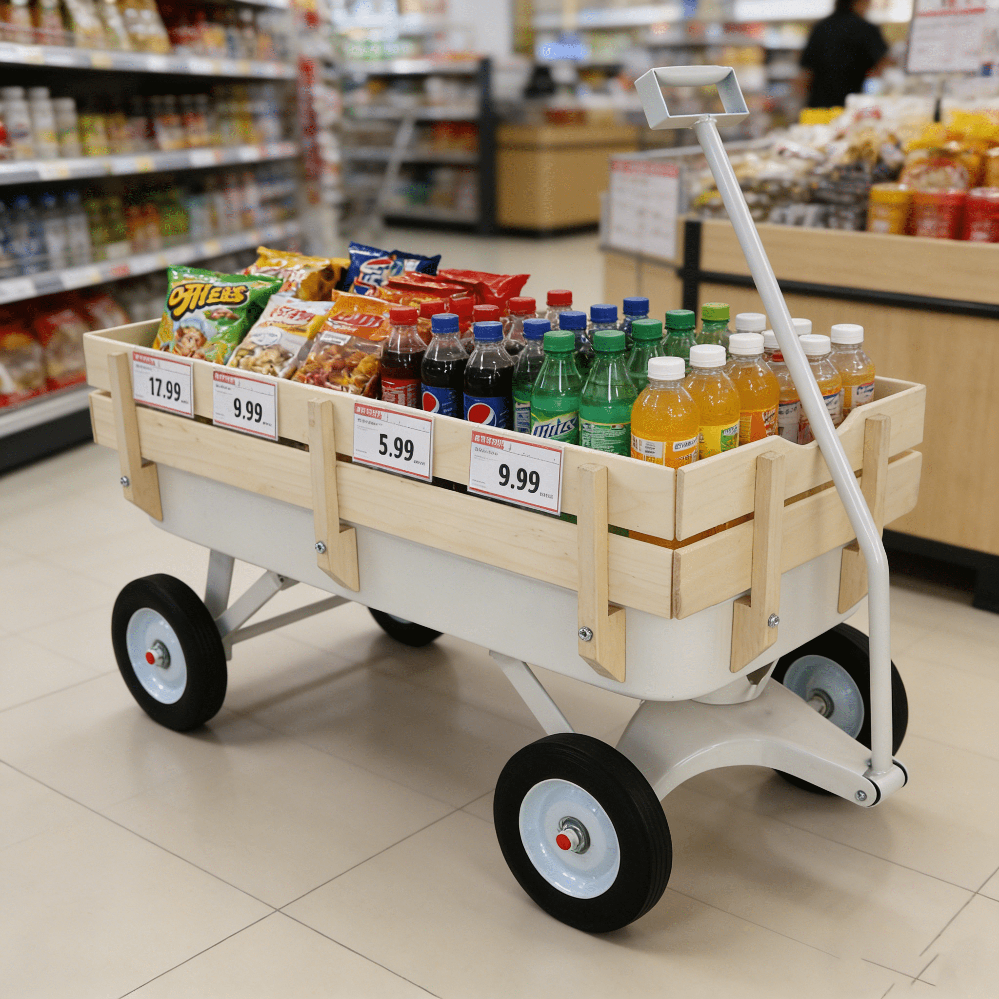 Outdoor Carriage, All Terrains, Wooden Railings, Solid Tires, Garden Carriage, Load-Bearing Capacity: 176lbs