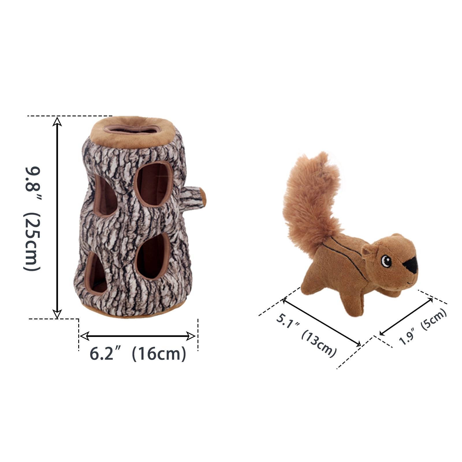 Laifug Puzzle Plush Small Dog Toys with 5-Piece Hide and Seek Squeak Squirrels, Brown