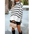 thumbnail image 4 of 1pcs striped turtleneck sweater for women--white, 4 of 5