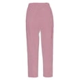 thumbnail image 6 of ANINEO Women's Summer Breathable Striped Drawstring Back Pocket Side Buckle Capris Casual Pants Solid Color Calf Length Leisure Daily Female Trousers, 6 of 8
