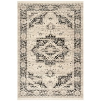 SAFAVIEH Vintage Persian Terrence Geometric Polyester Area Rug, Grey/Blue, 3' x 5'