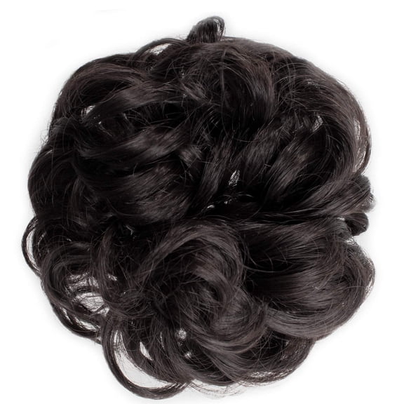 DAPRZIY Ladies Synthetic Wavy Curly or Messy Dish Hair Bun Extension Hairpiece Scrunchie Chignon Tray Ponytail (4#-Dark Brown)
