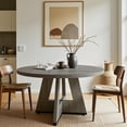 thumbnail image 3 of Fnova 47" Coffee Table, Round Dining Table for 4 People, Modern Farmhouse Wooden Kitchen Table, Living Room, Gray (Chairs Not Included), 3 of 12