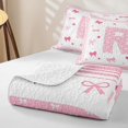 thumbnail image 4 of Manfei Teens Bow Knot R Personalized Initial Quilt Full,Ribbon Bow Cute Princess Bowtie Full Bedspread Sets for Girls Female, 4 of 7