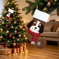 thumbnail image 4 of Dog Christmas Stocking with Red Scarf and White Cuff for Fireplace Mantel Decor, 4 of 8
