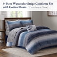thumbnail image 4 of Madison Park Queen Size 9 Piece Comforter Set with Cotton Bed Sheets Navy,Bed in a Bag,All Season Bed Set,Cozy and Lightweight, 4 of 8