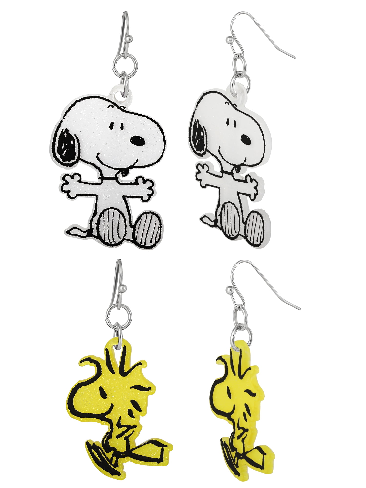 Peanuts Girls/Tween Snoopy and Woodstock Acrylic Dangle Earring Set, 2 Pairs