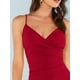 thumbnail image 3 of Vestido de mujer sexy con cuello en V asimétrico con pliegues laterales Adepaton WRMH-218-48, 3 of 5