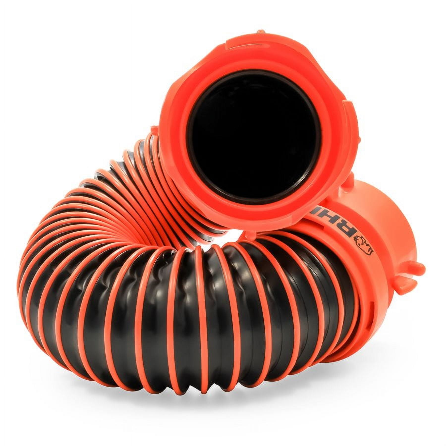 Camco RhinoEXTREME Compartment Sewer Hose | Hose Extends to 2-Feet Long | Black and Orange (39855)