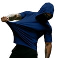 thumbnail image 5 of ZVNAΖH Men's Sun Protection Hooded T-Shirt, Short Sleeve Athletic Top with Face Mask for Workout & Outdoor, S-3XL, 5 of 7