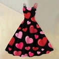 thumbnail image 2 of Evening Prom Party Dress For Valentine's Day Love Heart Print Fashion Swing A Line Sleeveless Dress Black XL, 2 of 4