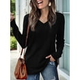 thumbnail image 4 of Womens Long Sleeve Tops V Neck Shirts Light-Weight Tunic Sweaters Fashion Black XL, 4 of 9