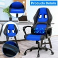 thumbnail image 5 of Ergonomic Gaming Chair Massage Computer Desk Chair PU Leather Office Chair Rolling Swivel Racing Chair with 360° Rolling Wheels & Lumbar Support for Teens, Blue, 5 of 8