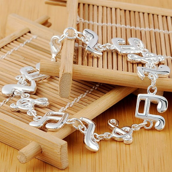 xiangDd New Women Silver Cute Music Note Solid Women Lady Bracelet Bangle Jewelry