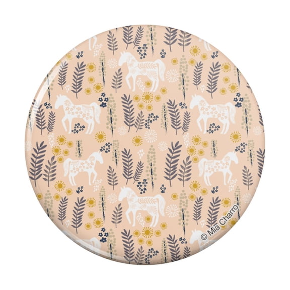 Mimi Horse and Flowers Pinback Button Pin