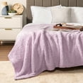 thumbnail image 6 of PAVILIA Sherpa Throw Blanket For Couch Sofa, Light Purple Lavender Fluffy Warm Plush Blanket for Bed, Cozy Super Soft Lightweight Throw, Fuzzy Decorative Blanket, All Season Home, 50x60, 6 of 9
