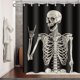 thumbnail image 3 of Rock and Roll Skull Skeleton Bone Love Music Rideau de douche 60 W x 72 H pulgadas Poliéster impermeable, 3 of 3