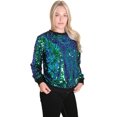 thumbnail image 3 of Women's Glitter Sequin Sweatshirt Long Sleeve Pullover Tops with Ribbed Cuffs, 3 of 5